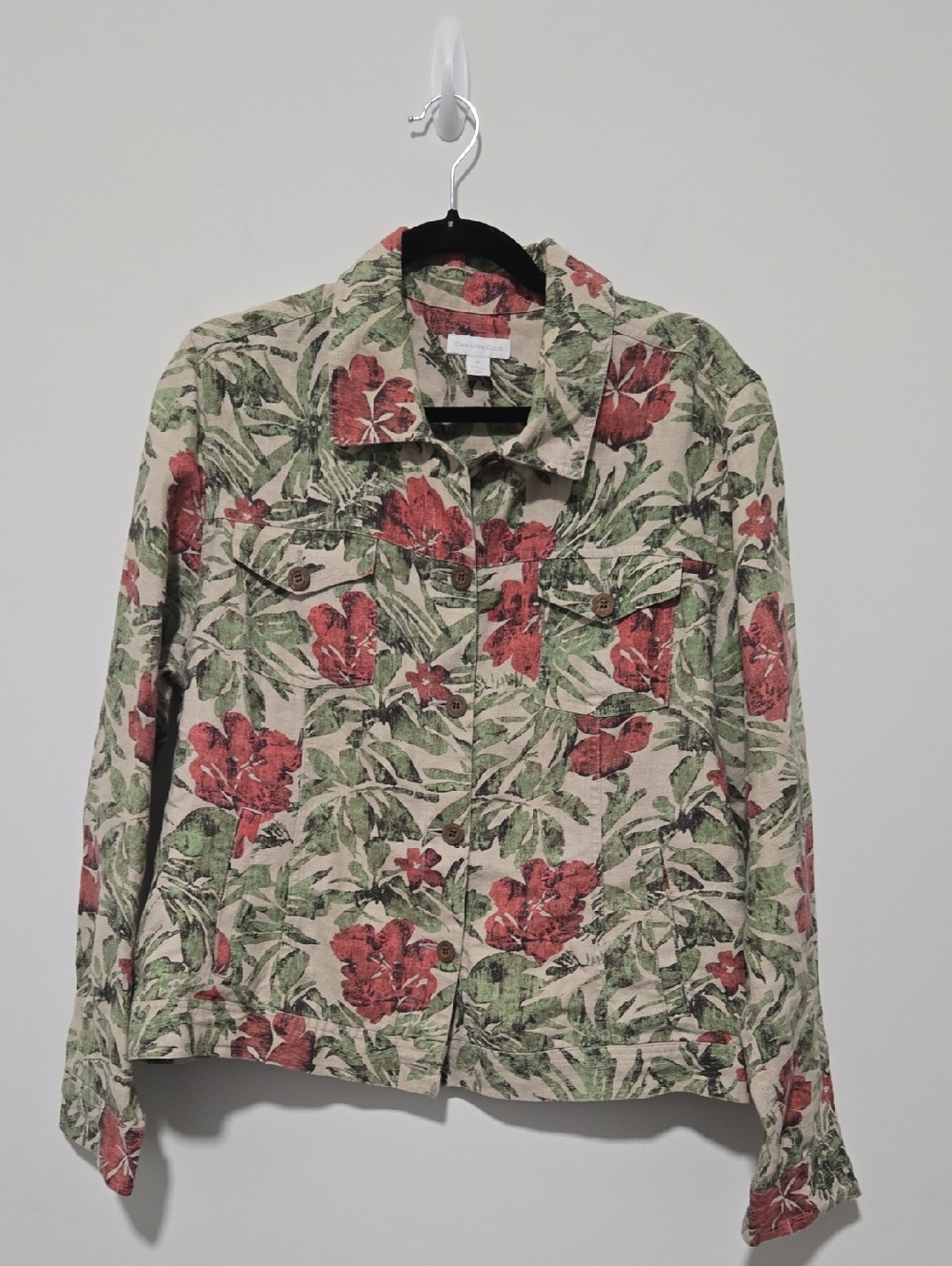 Charter Club Floral Jean Jacket in Red & Green